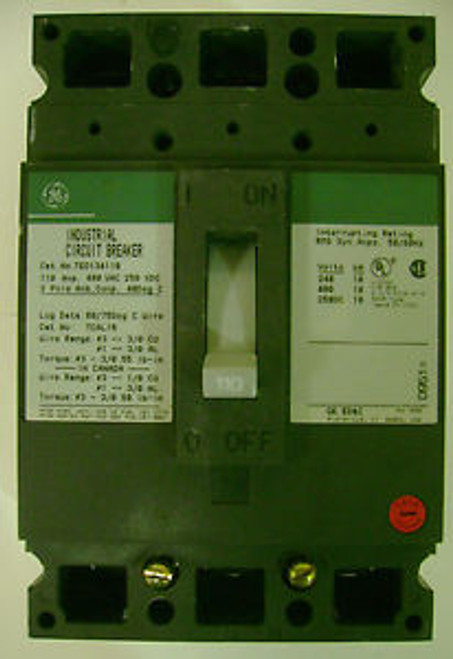 GE CIRCUIT BREAKER CATTED134110 110A 480V 3 POLE