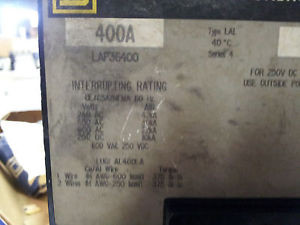 SQUARE D LAP36400 USED 3P 600V 400A BREAKER GREAT CONDITION A11