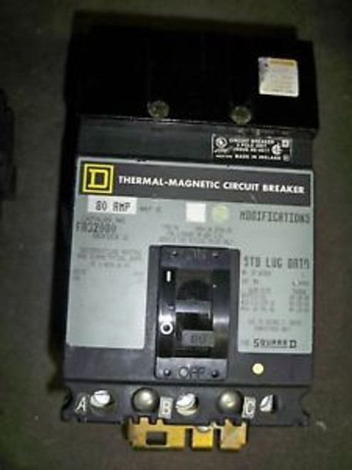 Square D FA32080 3pole 80amp circuit breaker