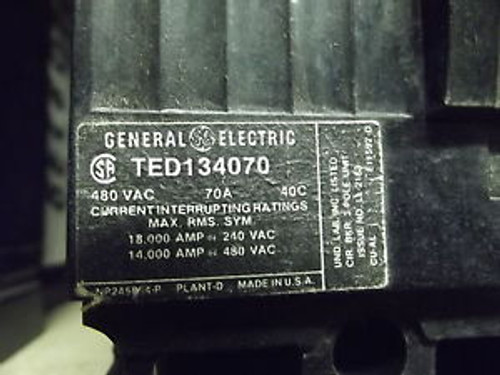 TED134070 General Electric 3P 480V 70A Circuit Breaker