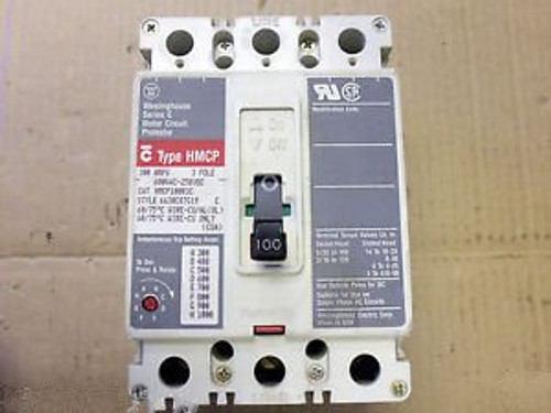 Westinghouse HMCP HMCP100R3C 3 pole 100 amp Breaker paper label chipped handle