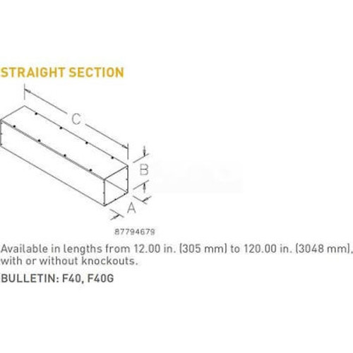 Hoffman F44T1120GVPWK, Straight Section w/Knockout, Type 1, 4.00x4.00x120.00, Galv/Gray