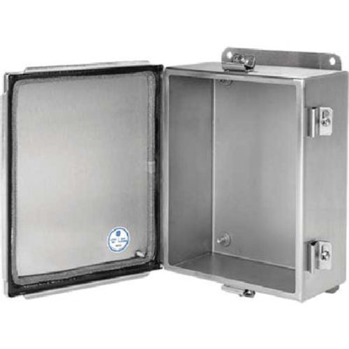 Hoffman A6044CHEMCSS, J Box, Cont. Hinge W/ Clamps, EMC, Type 4X, 6.00x4.00x4.00in, SS Type 304