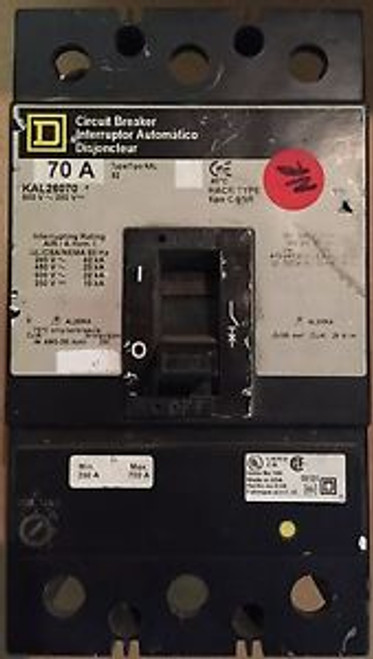 Circuit Breaker Square D Cat KAL26070 70 Amp 3 pole