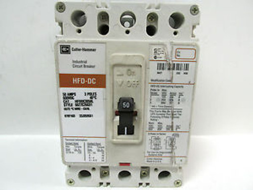 CUTLER-HAMMER 3 POLE 50 AMP HFDDC3050 CIRCUIT BREAKER ....... VC-16