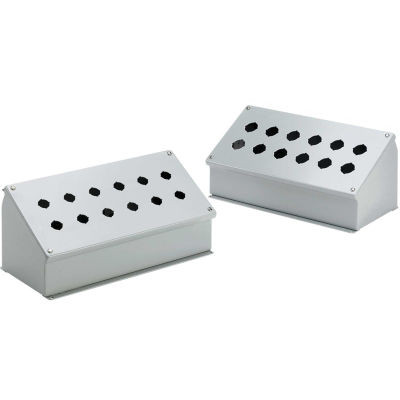 Hoffman E4SPBAM, Push Button Encl, Sloped Front, 4Pb X 22.5Mm, 7.78 X 6.47 In.