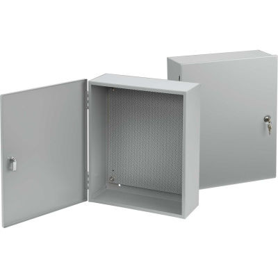 Hoffman A16126T1PP, Control Box, Type 1 W Perf Panel, 16.00X12.00X6.00, Steel/Gray