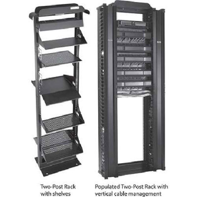 Hoffman EDR23FM45U Open LAN Rack, 23 inx45RU, 84.00x24.25x15.00, Alum/Black