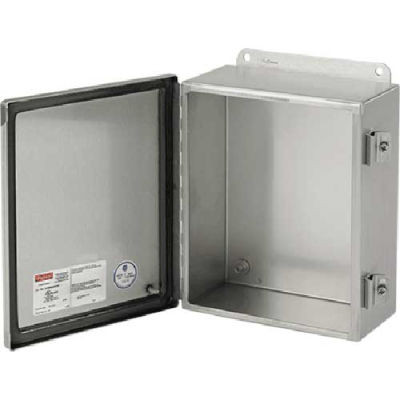 Hoffman A1412CHNFSS6, J Box, Continuous Hinge with Clamps, Type 4X, 14.00x12.00x6.00in, SS Type 316L