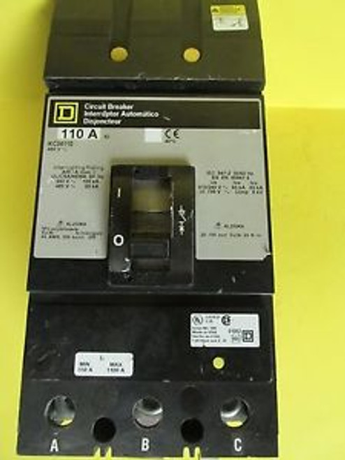 SQUARE D 110 AMP 3 POLE CIRCUIT BREAKER CAT No. KC34110 ........ VA-75