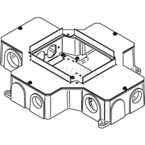 Wiremold Rfb4-Ci-1 Floor Box 4-Compartment Recessed Box W/2 Receptacle Brackets, Cast Iron