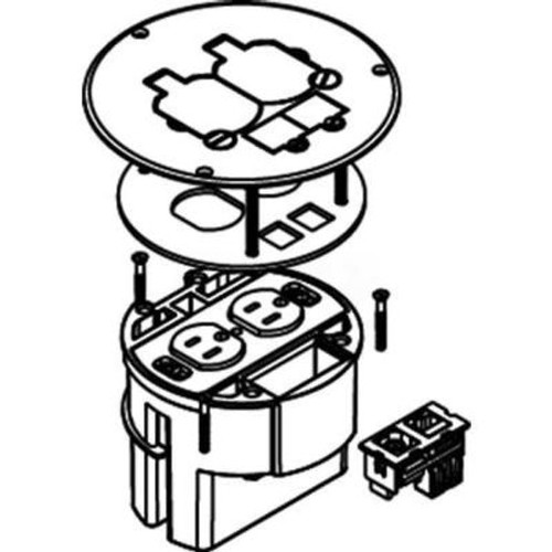 Wiremold 863DPCOM Floor Box W/15A Duplex Receptacle, Brass Cover