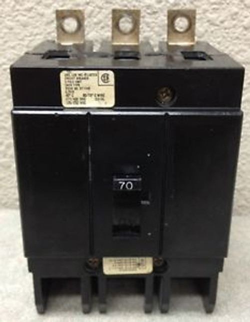 CUTLER HAMMER GHB3070 3 POLE 70 AMP 480 VOLT 14KAIC BOLT-ON CIRCUIT BREAKER