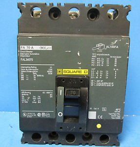SQUARE D 70 AMP 3 POLE CIRCUIT BREAKER FAL34070 .............. M-82