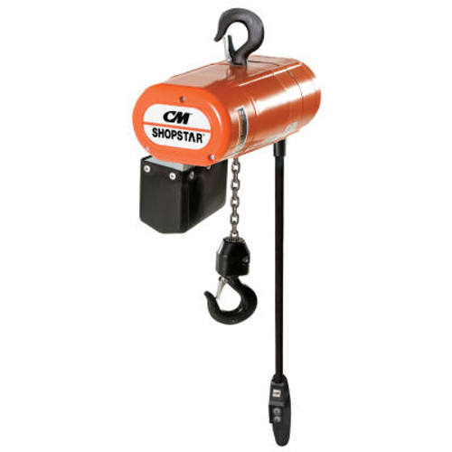 CM Shopstar Electric Chain Hoist w/Chain Container, 500 Lb. Capacity, 10 Ft. Lift 8 FPM, 115V