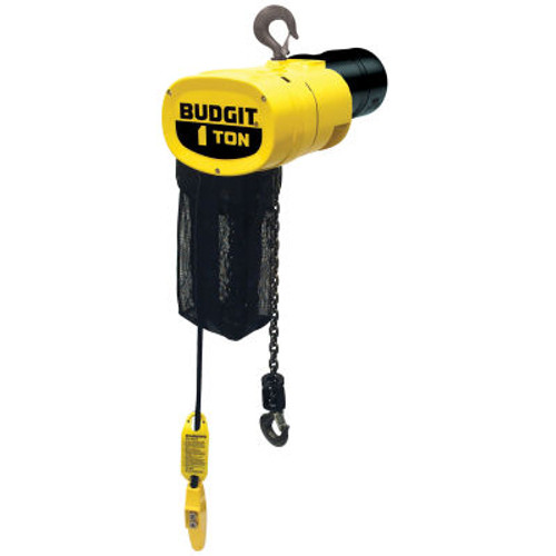 CM Budgit Electric Chain Hoist w/Chain Container, 1/2 Ton, 10 Ft. Lift 16 FPM,115/230V