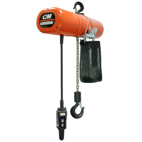 CM Lodestar Electric Chain Hoist w/Chain Container, 1/2 Ton, 20 Ft. Lift, 16 FPM, 230/460V