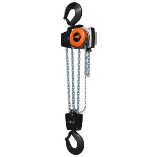 CM Hurricane 360A°Hand Chain Hoist, 10 Ton, 15 Ft. Lift