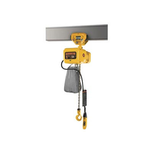 Harrington NERP005L-15 NER Electric Hoist w/ Push Trolley - 1/2 Ton, 15' Lift, 15 ft/min, 230V