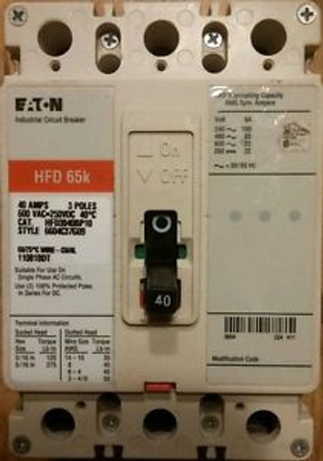 Hfd3040bp10 40 amp 3 pole Eaton breaker