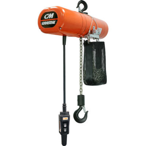 CM Lodestar Electric Chain Hoist w/Chain Container, 1 Ton, 20 Ft. Lift, 16 FPM, 115V