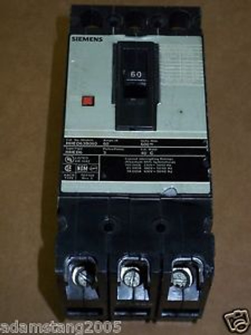 Siemens ite HHED6 3 pole 60 amp 600v HHED63B060 Circuit Breaker HHED CHIPPED