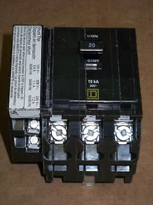 Square D QOB 3 pole 20 amp QOB3201021 Shunt Circuit Breaker QOB320-1021 Chip