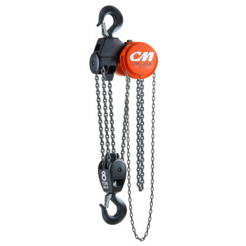 CM Cyclone Hand Chain Hoist, 8 Ton, 10 Ft. Lift