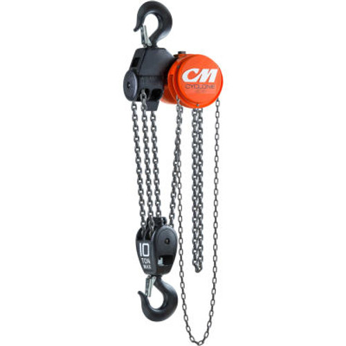 CM Cyclone Hand Chain Hoist, 10 Ton, 10 Ft. Lift