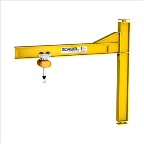 GorbelA® HD Mast Type Jib Crane, 8' Span & 14' OAH, Drop Cantilever, 10,000 Lb Cap