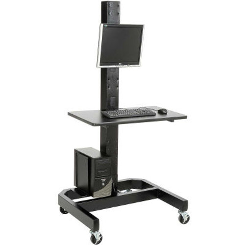 Orbit Mobile Computer Cart with VESA Mount and Power Outlets, Black