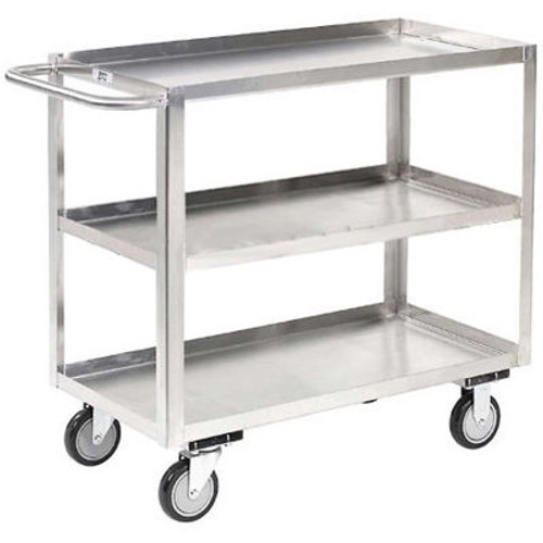 Stainless Steel Stock Cart 3 Shelves Tray Top Shelf 36x24