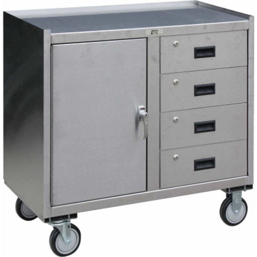 Stainless Steel Mobile Cabinet 1 Door & 4 Drawers 36x18 1200 Lb.