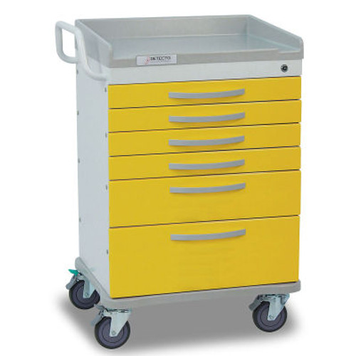 Detecto ® Whisper Series Isolation Medical Cart, White Frame with 6 Yellow Drawers