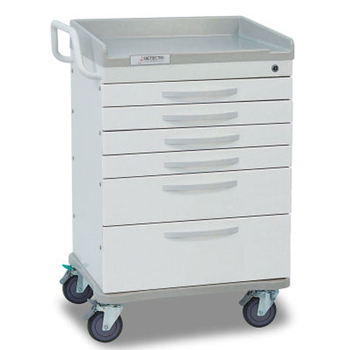 Detecto ® Whisper Series General Purpose Medical Cart, White Frame with 6 White Drawers