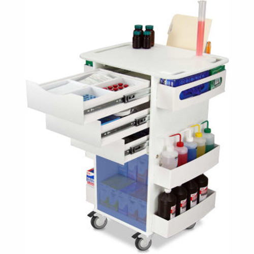 TrippNT-White Core DX Organizing Cart with Blue Sliding Door, 23"W x 19"D x 35"H