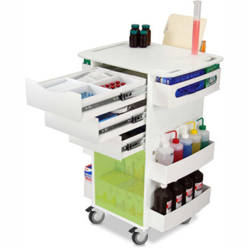 TrippNT-White Core DX Organizing Cart with Green Sliding Door, 23"W x 19"D x 35"H