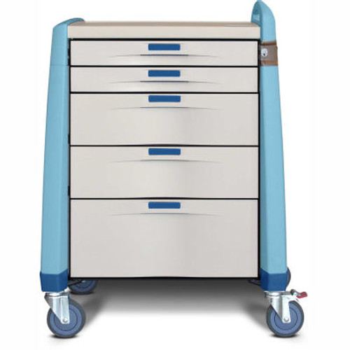 Capsa Healthcare Avalo ® Intermediate Emergency Cart, 5 Drawers, Core Lock, 1 Handle, Blue