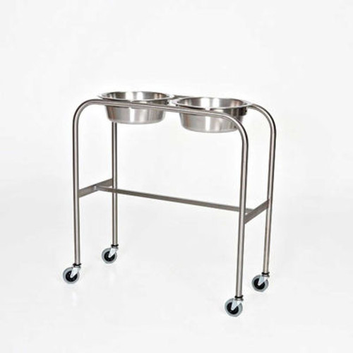 Blickman 7808SS-HB Double Basin Solution Stand with H-Brace, 29"W x 15"D x 33"H, Stainless Steel