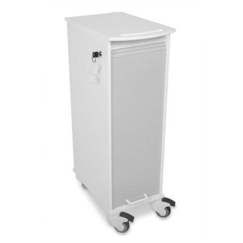 TrippNT-51977 Narrow Lockable Medical Lab Cart, White Cart with Gray Front, 12"W x 19"D x 36"H