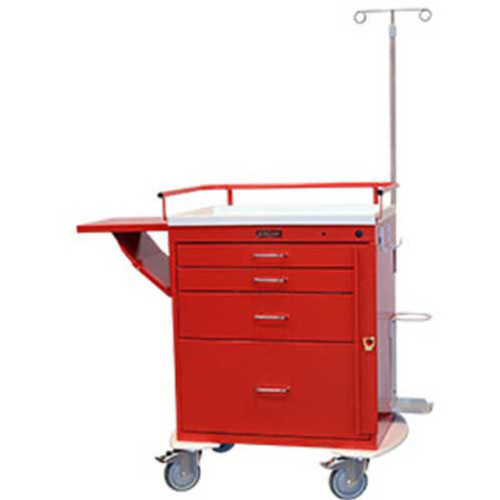 Harloff Classic Short Four Drawer Emergency Crash Cart, Specialty Package, Red - 6301Q