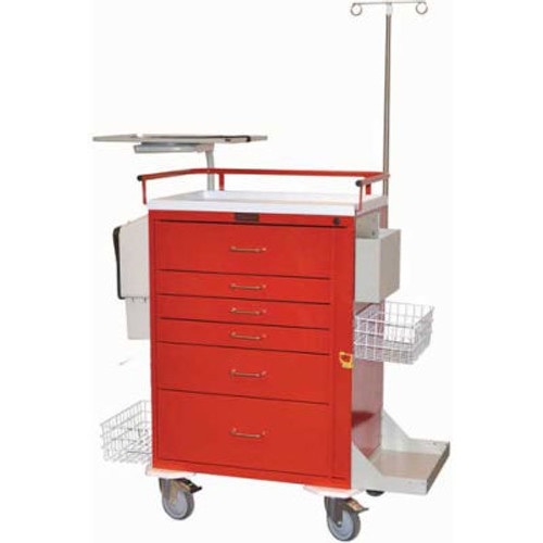 Harloff Classic Tall Six Drawer Super Stat Emergency Cart, Red - 6411