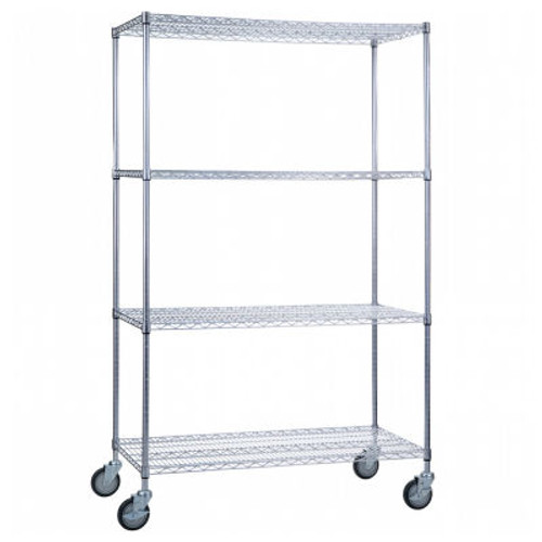 R&B Wire Products Lc183672 Mobile Linen Cart With 4 Wire Shelves, 36"L X 18"W X 78"H