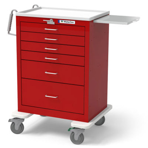 Waterloo Healthcare 6-Drawer Steel Tall Emergency Cart, Lever Lock, Red