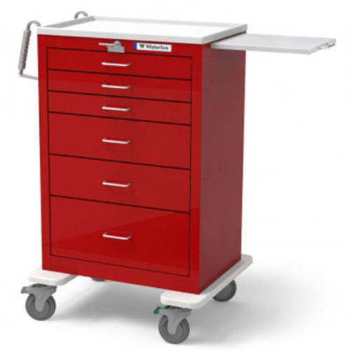 Waterloo Healthcare 6-Drawer Steel X-Tall Emergency Cart, Lever Lock, Red