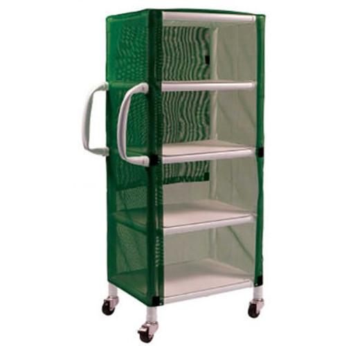 Graham-Field 8524 PVC Linen Cart with Green Mesh Cover, Small 4-Shelf, 33"W x 20"D x 65-1/2"H