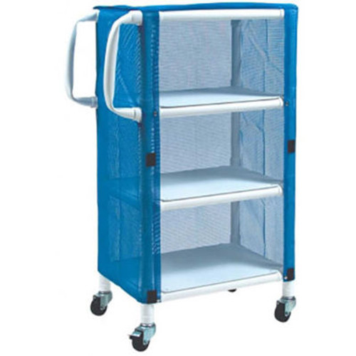 Graham-Field 8523 PVC Linen Cart with Blue Mesh Cover, Small 3-Shelf, 33"W x 20"D x 51-1/4"H