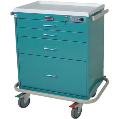 Harloff Four Drawer Anesthesia Cart, Electronic Pushbutton Lock, Standard Package, Navy - 7350E