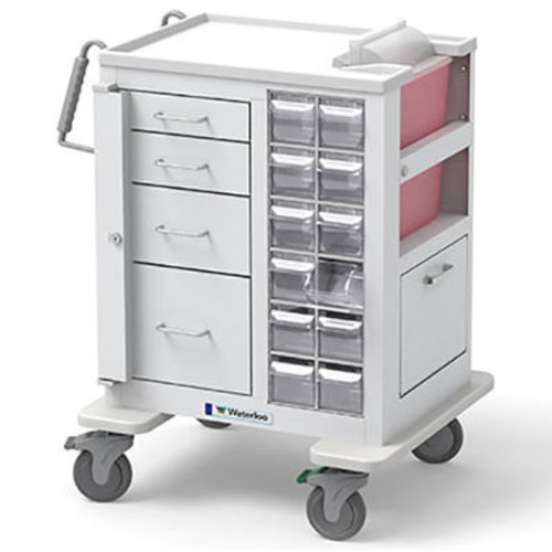 Waterloo Healthcare 4-Drawer Steel Short Phlebotomy Cart, Gate Lock Bar Locks All Drawers, White