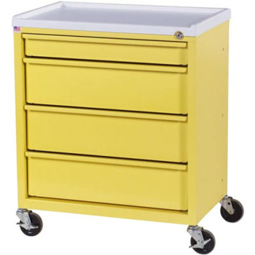 Harloff Compact Economy Treatment Cart with Four Drawers, Light Gray - ETC-4
